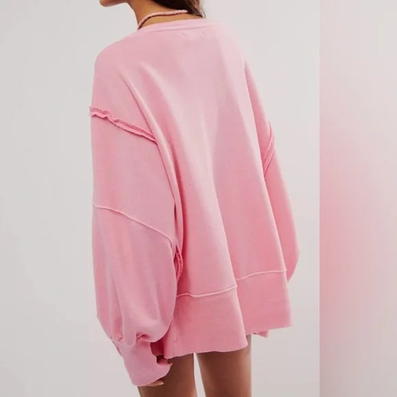 Free People We The Free Camden Pullover Sweatshirt Pink Sky NWOT Medium - Picture 4 of 10